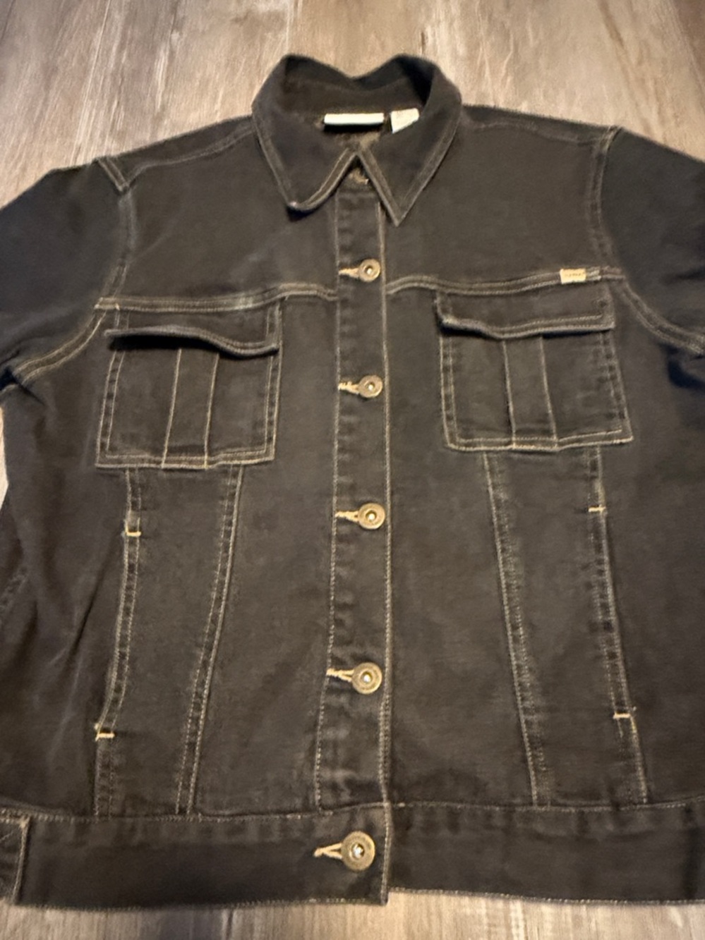Vintage Y2K Lizwear Jeans Dark Wash Denim Jacket with Damask Print Inside